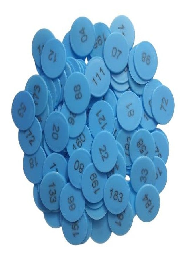 موريل عملة معدنية دائرية الشكل من البلاستيك، منقوشة بأرقام من 1 إلى 200 (31 مم)، من إنتاج شركة موريل، للاستخدام في المتاجر، وألعاب الطاولة، والمنازل، والمدارس، وغيرها. (لون أزرق)، ضمان طباعة مدى الحياة. - Image 1